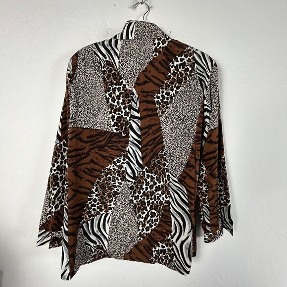 S.G. Sport Collection Vintage Animal Print Button-Up Shirt Womens Small Brown - Picture 2 of 9